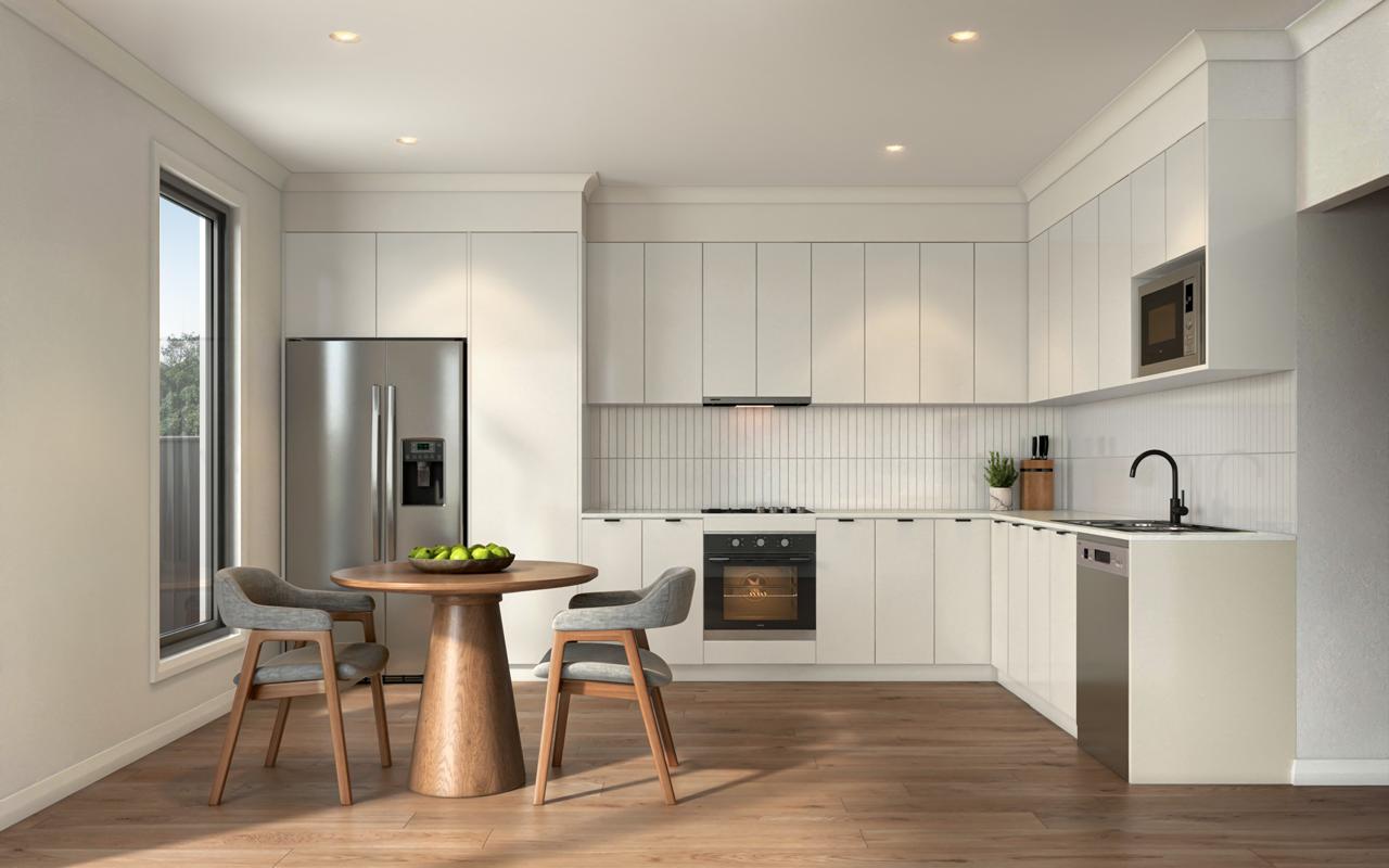 Artist impression of the kitchen and meals area.